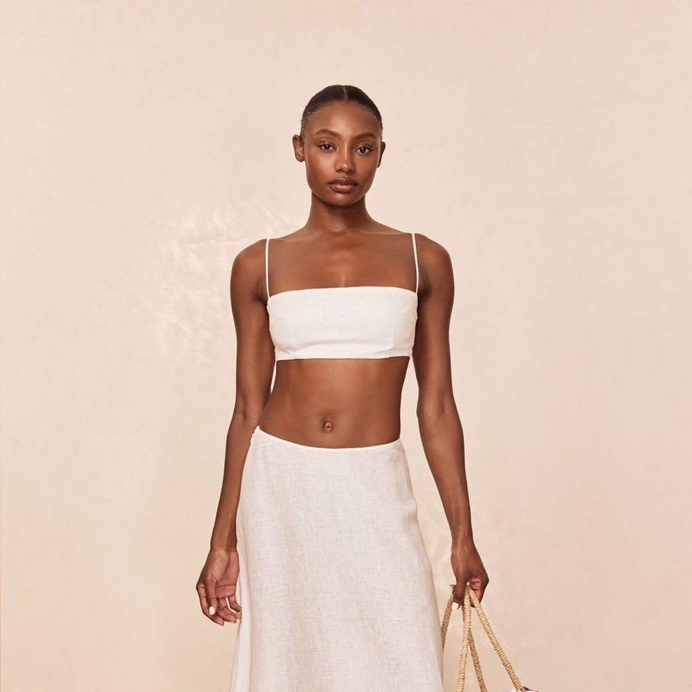 Monday Swimwear San Diego Wrap Linen Top in White